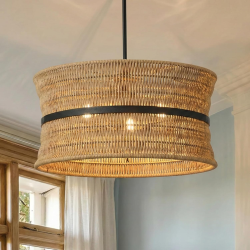 4-Light Coastal Rattan Pendant Light