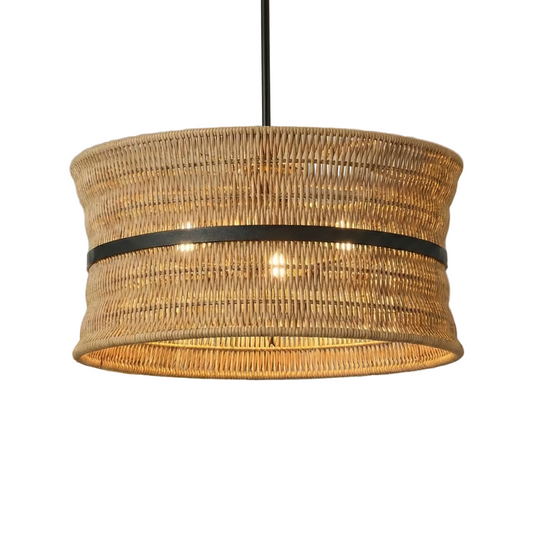 4-Light Coastal Rattan Pendant Light