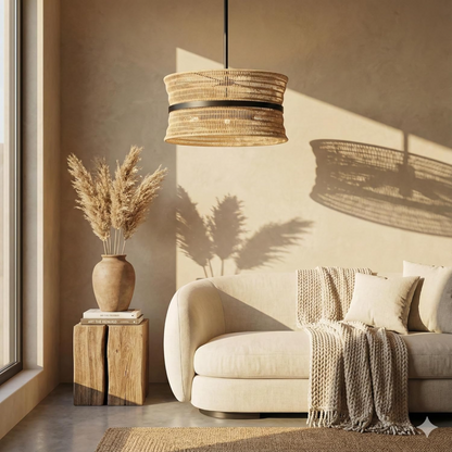 4-Light Coastal Rattan Pendant Light