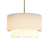 2-Tier Drum Ceiling Light with Linen Lampshade