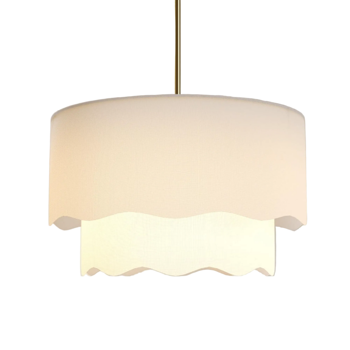 2-Tier Drum Ceiling Light with Linen Lampshade