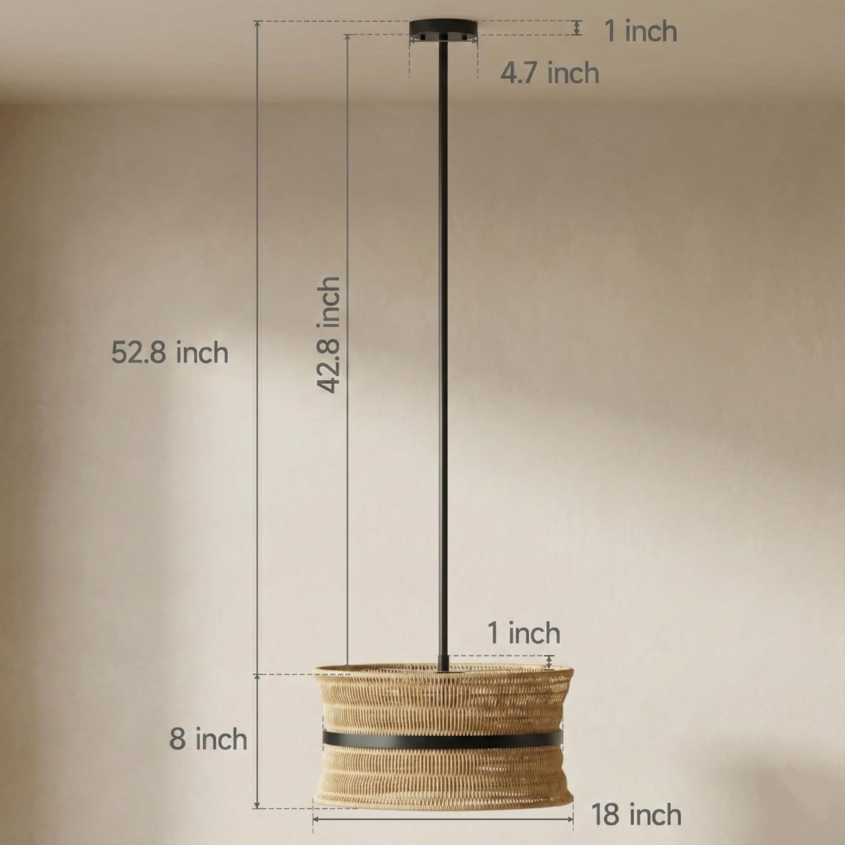 4-Light Coastal Rattan Pendant Light