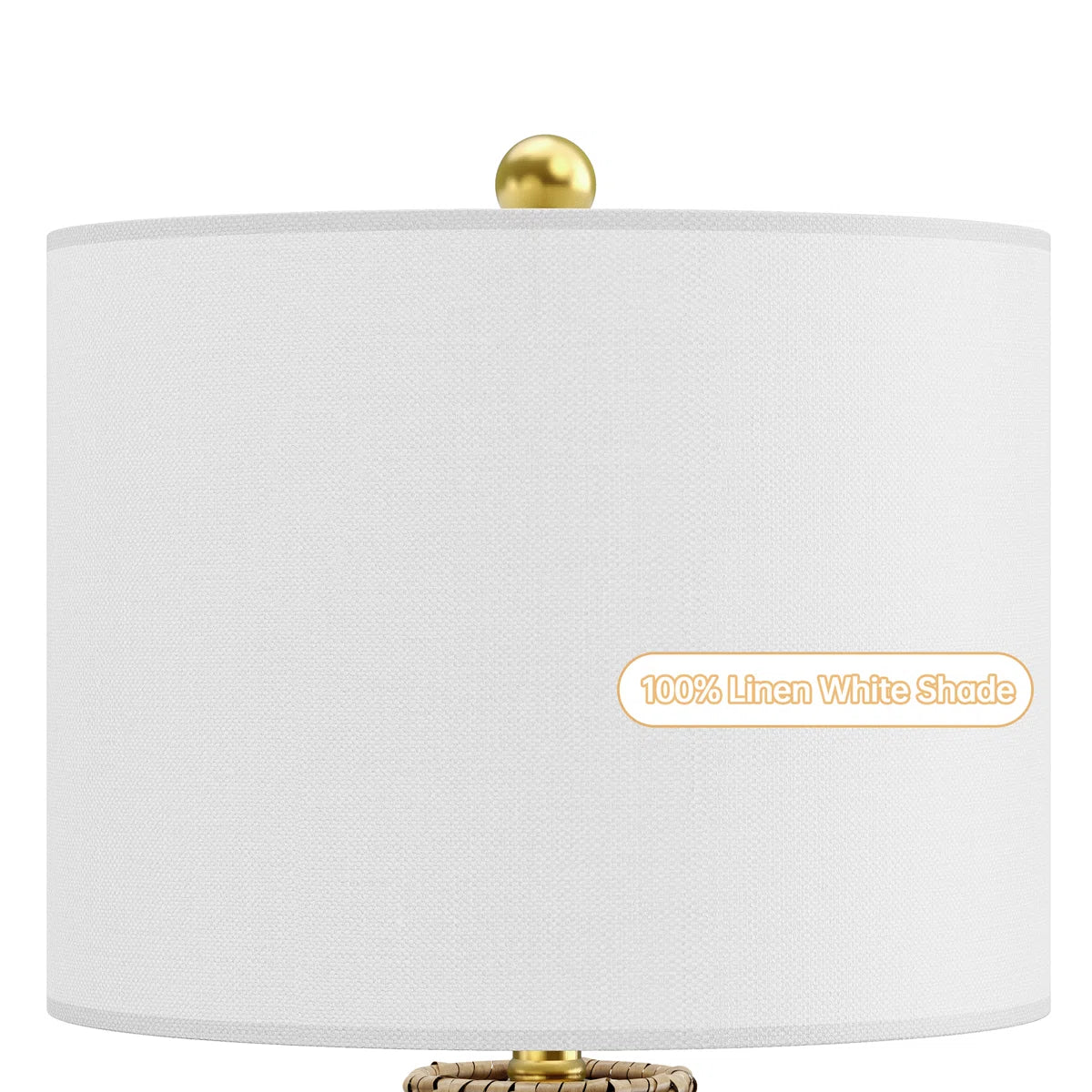 Boho Rattan Table Lamps with Linen Shades, Set of 2