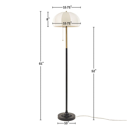 Samira Textured Ceramic Floor Lamp with Fluted Fabric Shade