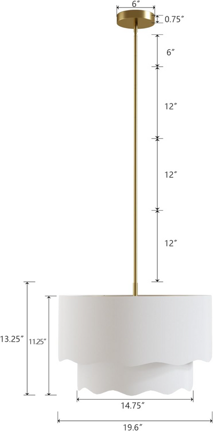 2-Tier Drum Ceiling Light with Linen Lampshade