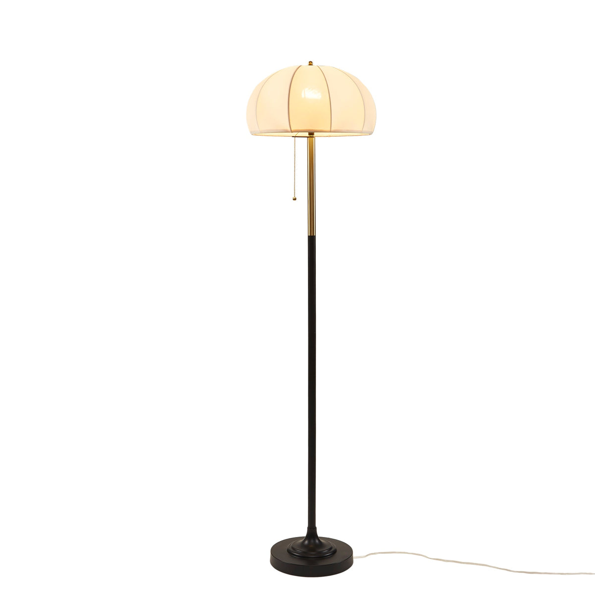 Samira Textured Ceramic Floor Lamp with Fluted Fabric Shade