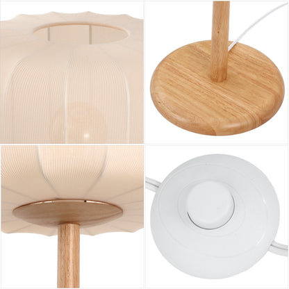 Maryna 59.5 in. Minimalist Modern Teahouse Wood with Ribbed Cocoon Pumpkin Shade LED Floor Lamp