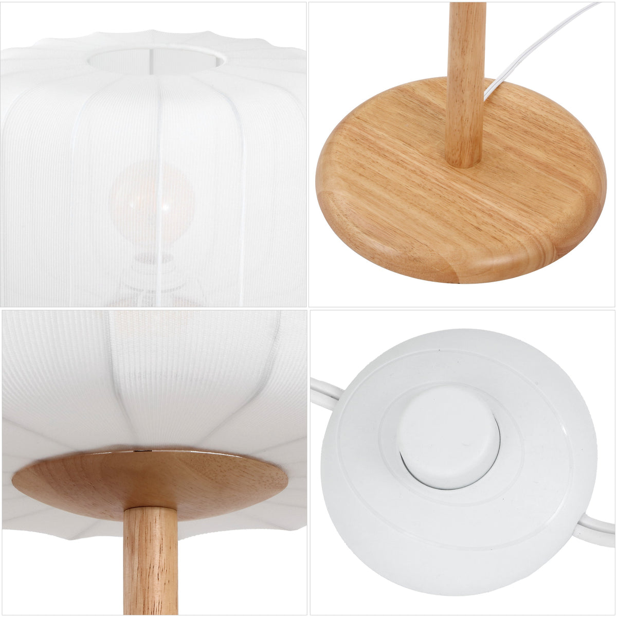 Maryna 59.5 in. Minimalist Modern Teahouse Wood with Ribbed Cocoon Pumpkin Shade LED Floor Lamp