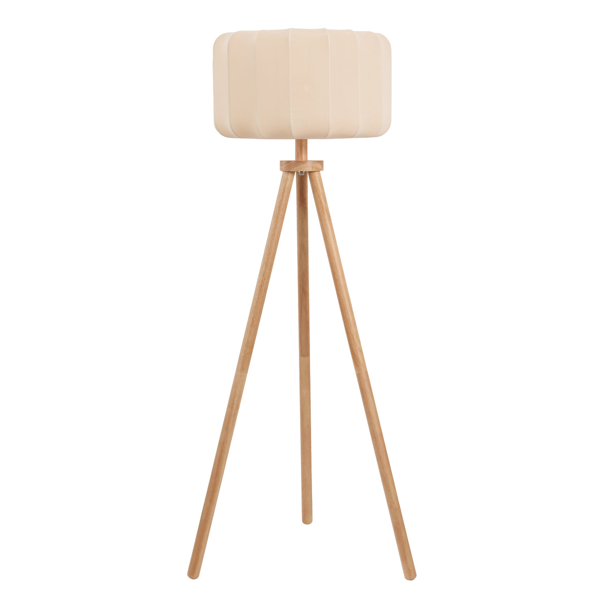 Adriel 52" Mid-Century Modern Tripod Wood with Ribbed Cocoon Pumpkin Shade LED Floor Lamp