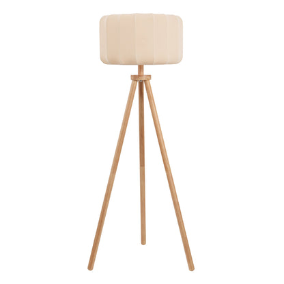 Adriel 52" Mid-Century Modern Tripod Wood with Ribbed Cocoon Pumpkin Shade LED Floor Lamp