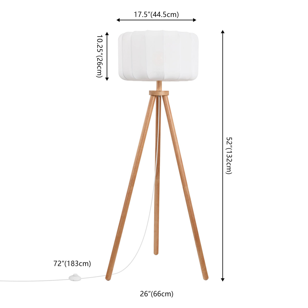 Adriel 52" Mid-Century Modern Tripod Wood with Ribbed Cocoon Pumpkin Shade LED Floor Lamp
