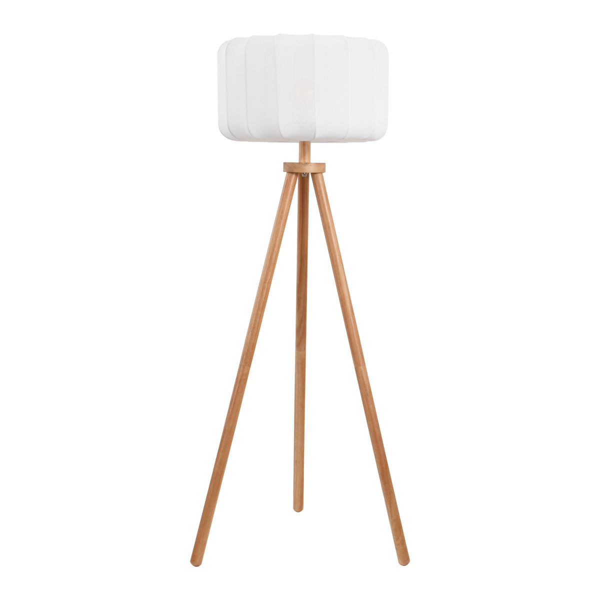Adriel 52" Mid-Century Modern Tripod Wood with Ribbed Cocoon Pumpkin Shade LED Floor Lamp