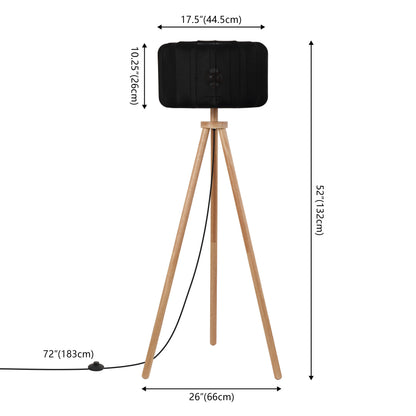 Adriel 52" Mid-Century Modern Tripod Wood with Ribbed Cocoon Pumpkin Shade LED Floor Lamp