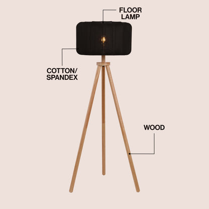 Adriel 52" Mid-Century Modern Tripod Wood with Ribbed Cocoon Pumpkin Shade LED Floor Lamp