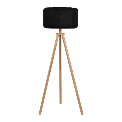 Adriel 52" Mid-Century Modern Tripod Wood with Ribbed Cocoon Pumpkin Shade LED Floor Lamp