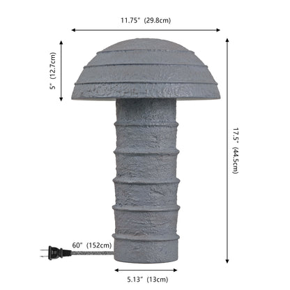 Cremini 17.5" Modern Minimalist Plaster-Look Ribbed Mushroom Resin Cylinder LED Table Lamp, Set of 2