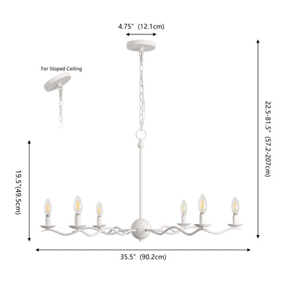 Shana 35.5" 6-Light Grand Modern Transitional Adjustable Sculptural Wavy Arm Candle-Style Metal LED Chandelier