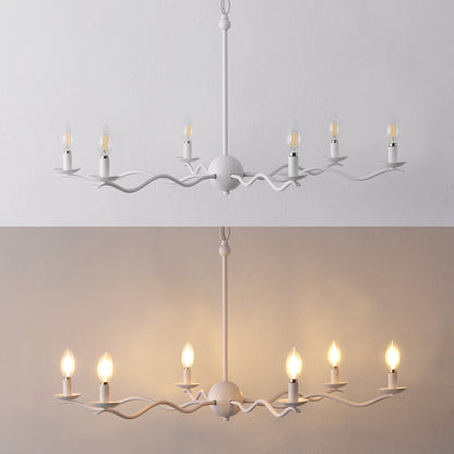 Shana 35.5" 6-Light Grand Modern Transitional Adjustable Sculptural Wavy Arm Candle-Style Metal LED Chandelier
