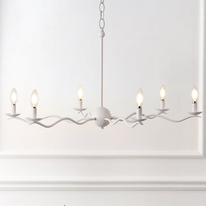 Shana 35.5" 6-Light Grand Modern Transitional Adjustable Sculptural Wavy Arm Candle-Style Metal LED Chandelier