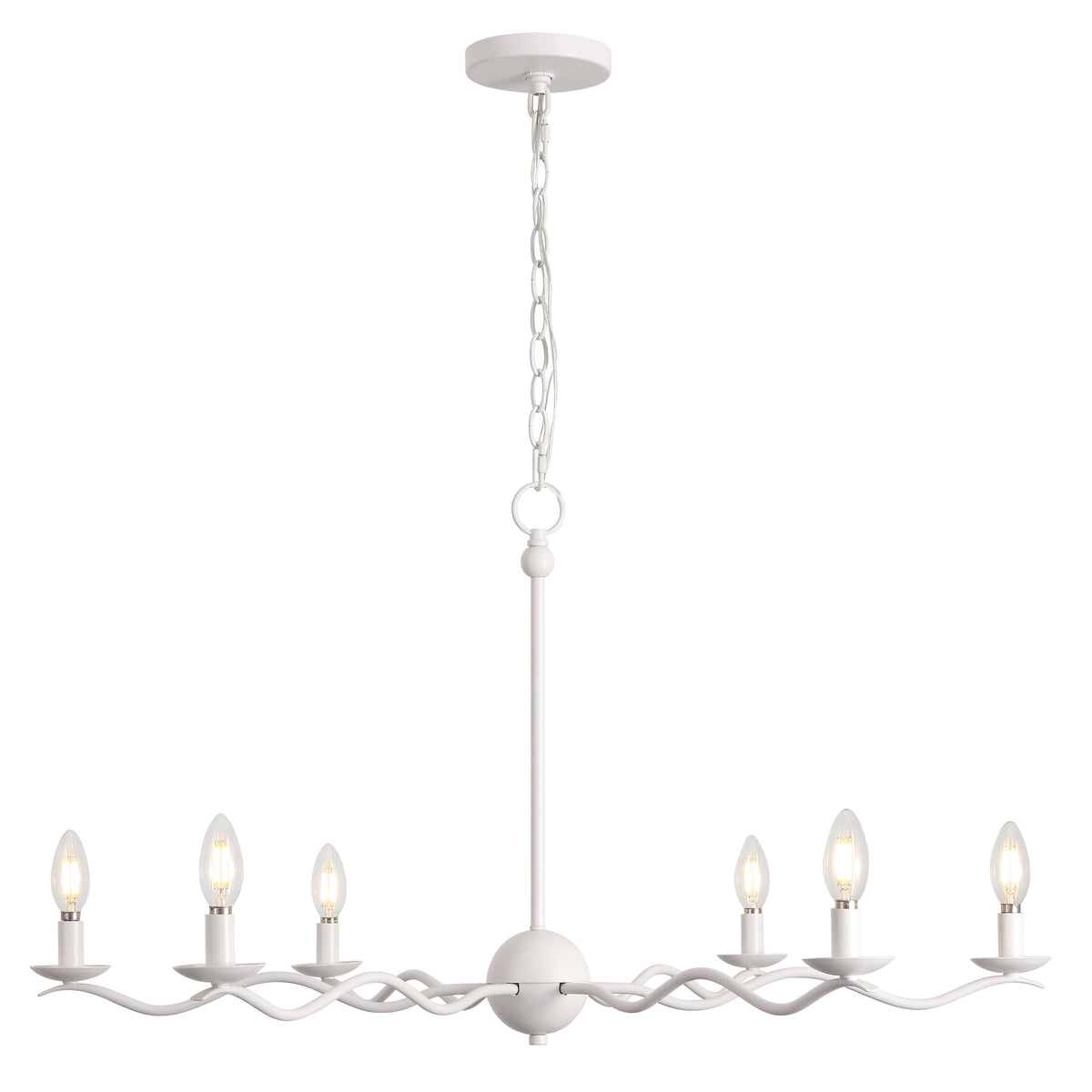 Shana 35.5" 6-Light Grand Modern Transitional Adjustable Sculptural Wavy Arm Candle-Style Metal LED Chandelier