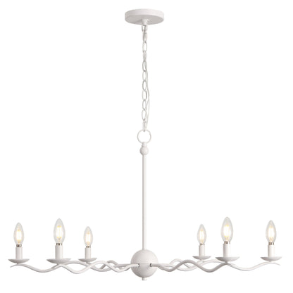 Shana 35.5" 6-Light Grand Modern Transitional Adjustable Sculptural Wavy Arm Candle-Style Metal LED Chandelier