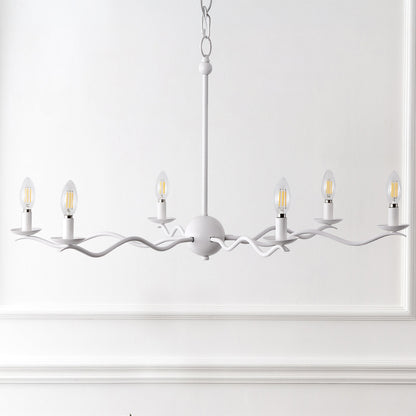 Shana 35.5" 6-Light Grand Modern Transitional Adjustable Sculptural Wavy Arm Candle-Style Metal LED Chandelier
