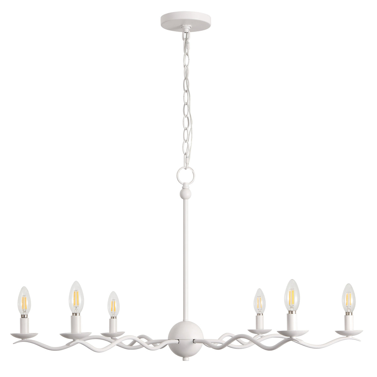 Shana 35.5" 6-Light Grand Modern Transitional Adjustable Sculptural Wavy Arm Candle-Style Metal LED Chandelier