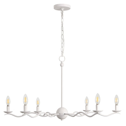 Shana 35.5" 6-Light Grand Modern Transitional Adjustable Sculptural Wavy Arm Candle-Style Metal LED Chandelier