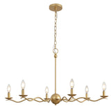 Shana 35.5" 6-Light Grand Modern Transitional Adjustable Sculptural Wavy Arm Candle-Style Metal LED Chandelier