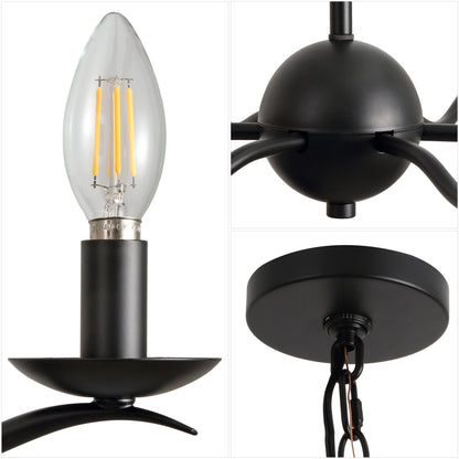 Shana 35.5" 6-Light Grand Modern Transitional Adjustable Sculptural Wavy Arm Candle-Style Metal LED Chandelier