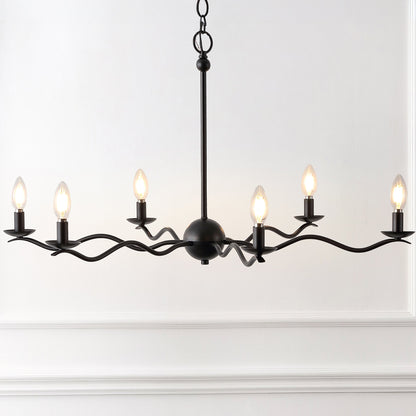 Shana 35.5" 6-Light Grand Modern Transitional Adjustable Sculptural Wavy Arm Candle-Style Metal LED Chandelier