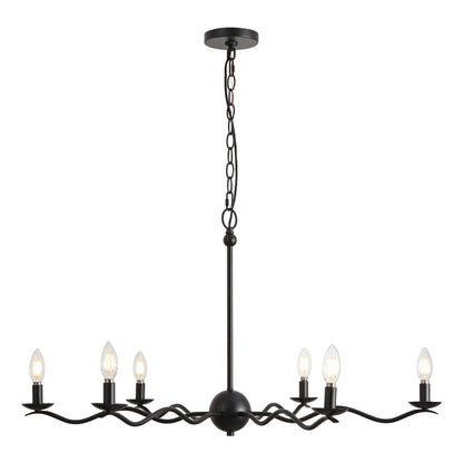 Shana 35.5" 6-Light Grand Modern Transitional Adjustable Sculptural Wavy Arm Candle-Style Metal LED Chandelier