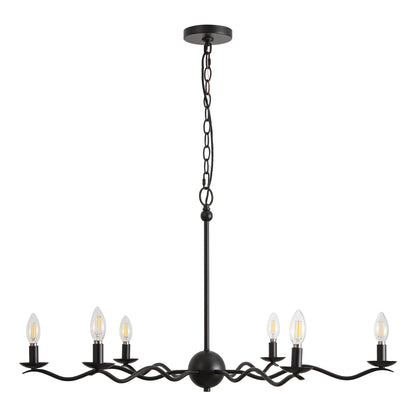 Shana 35.5" 6-Light Grand Modern Transitional Adjustable Sculptural Wavy Arm Candle-Style Metal LED Chandelier