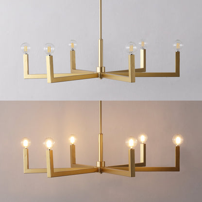 Darcy 35" 6-Light Grand Modern Industrial Adjustable Geometric Architectural Square-Arm Candle-Style Metal LED Chandelier