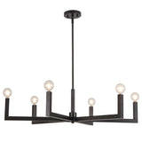 Darcy 35" 6-Light Grand Modern Industrial Adjustable Geometric Architectural Square-Arm Candle-Style Metal LED Chandelier
