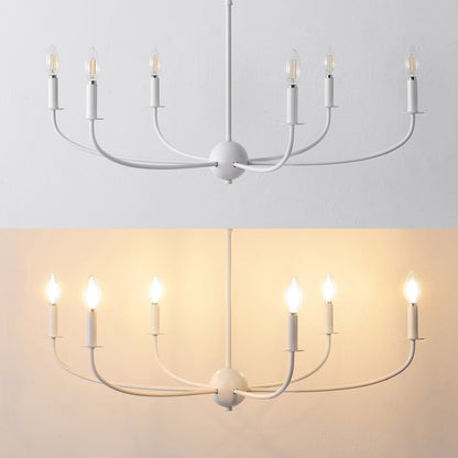 Ainsley 35" 6-Light Grand Traditional Farmhouse Adjustable Swooping Arm Candle-Style Metal LED Chandelier