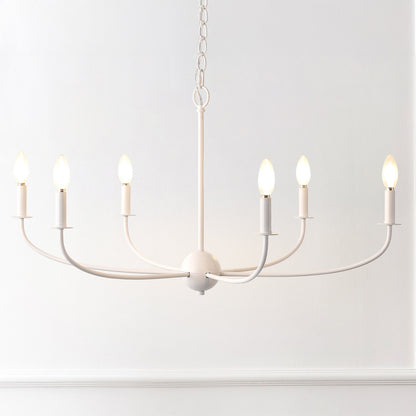 Ainsley 35" 6-Light Grand Traditional Farmhouse Adjustable Swooping Arm Candle-Style Metal LED Chandelier