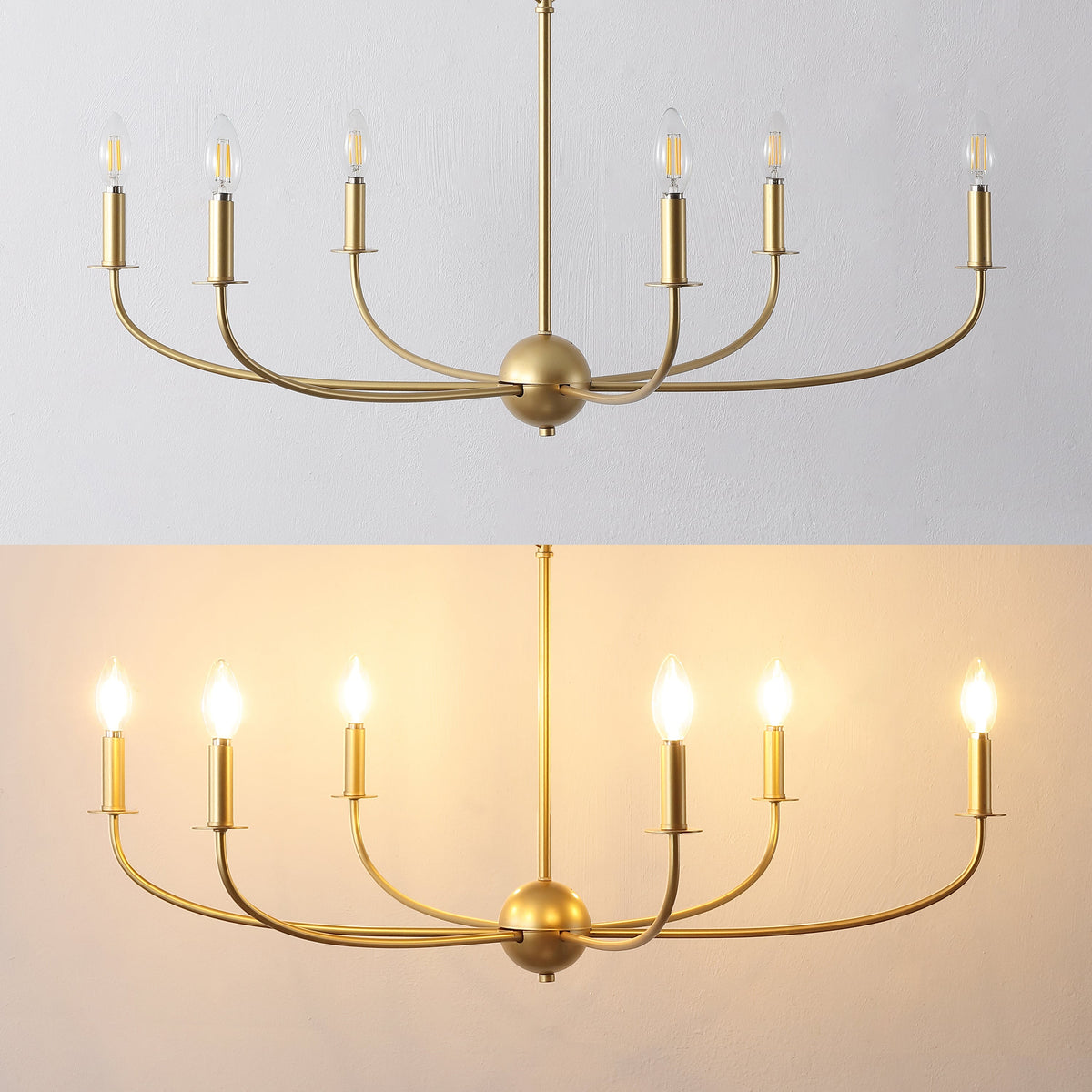 Ainsley 35" 6-Light Grand Traditional Farmhouse Adjustable Swooping Arm Candle-Style Metal LED Chandelier