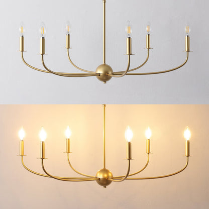 Ainsley 35" 6-Light Grand Traditional Farmhouse Adjustable Swooping Arm Candle-Style Metal LED Chandelier