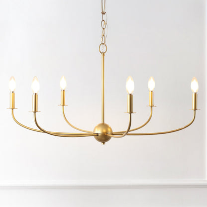 Ainsley 35" 6-Light Grand Traditional Farmhouse Adjustable Swooping Arm Candle-Style Metal LED Chandelier