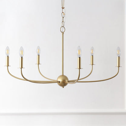 Ainsley 35" 6-Light Grand Traditional Farmhouse Adjustable Swooping Arm Candle-Style Metal LED Chandelier