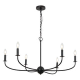 Ainsley 35" 6-Light Grand Traditional Farmhouse Adjustable Swooping Arm Candle-Style Metal LED Chandelier