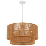 Elliott 24" 5-Light Coastal Bohemian Adjustable Metal Hand-Woven Rattan-Look Paper Rope 2-Tier Drum LED Chandelier