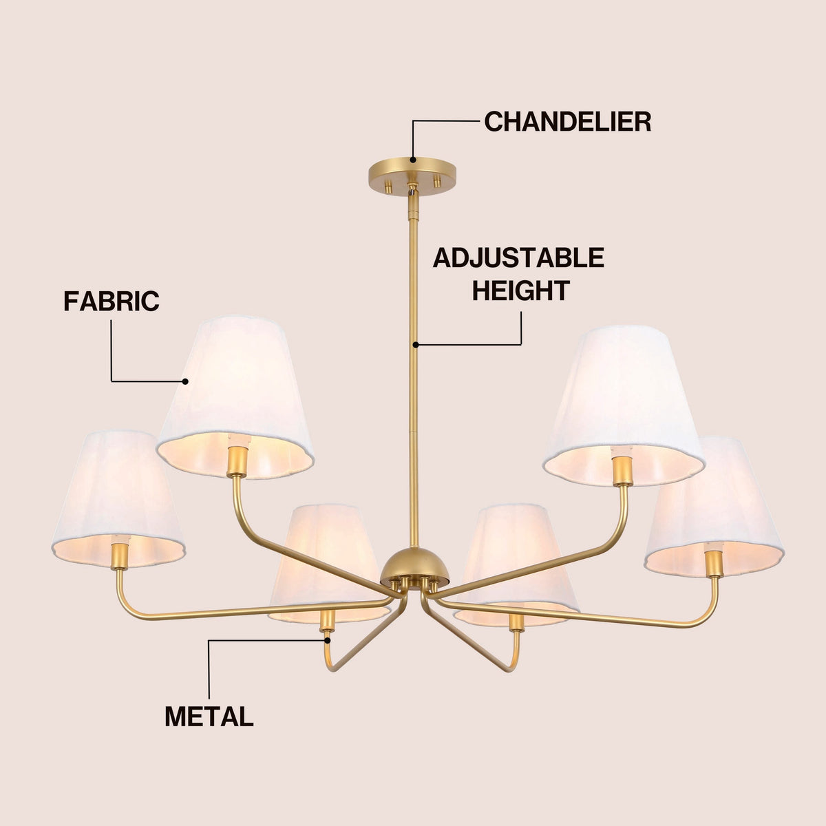 Pauline Coastal Contemporary Adjustable Swooping Arm Candle-Style Metal LED Chandelier