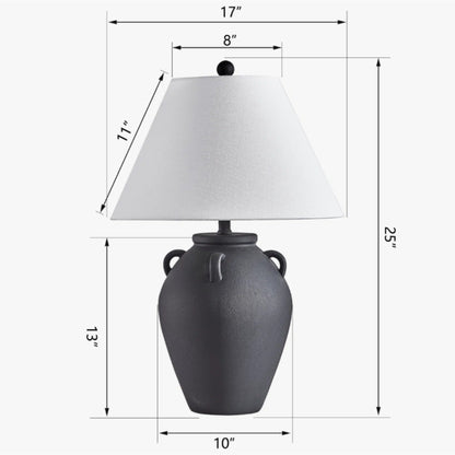 Rustic Dimmable Ceramic Table Lamp with White Shade