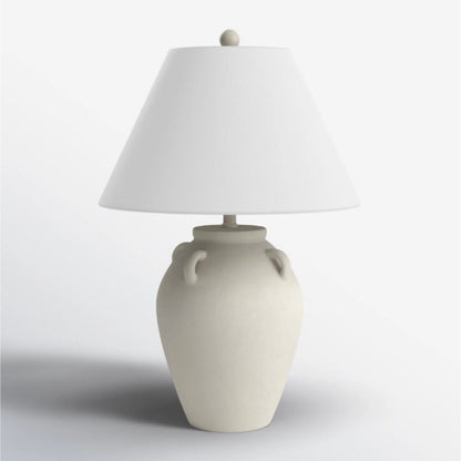 Rustic Dimmable Ceramic Table Lamp with White Shade