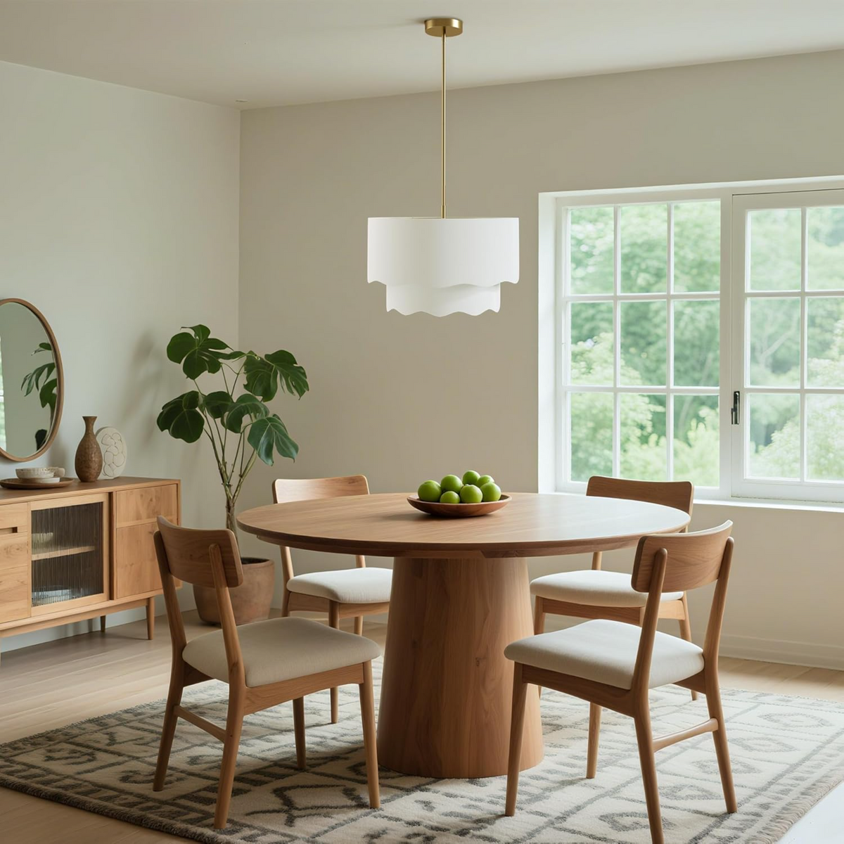 2-Tier Drum Ceiling Light with Linen Lampshade