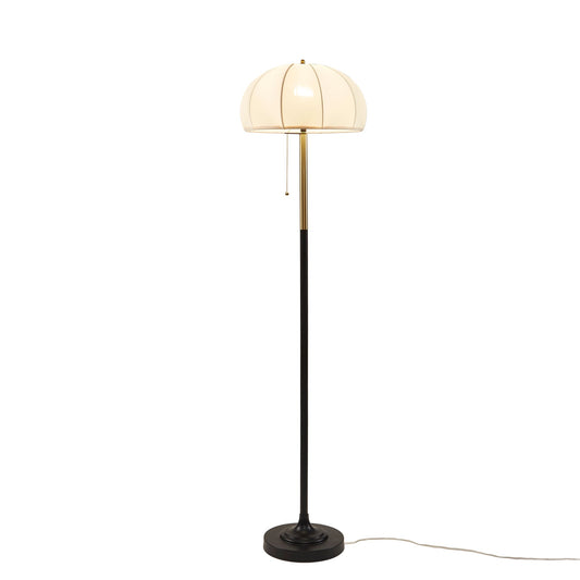 Samira Textured Ceramic Floor Lamp with Fluted Fabric Shade